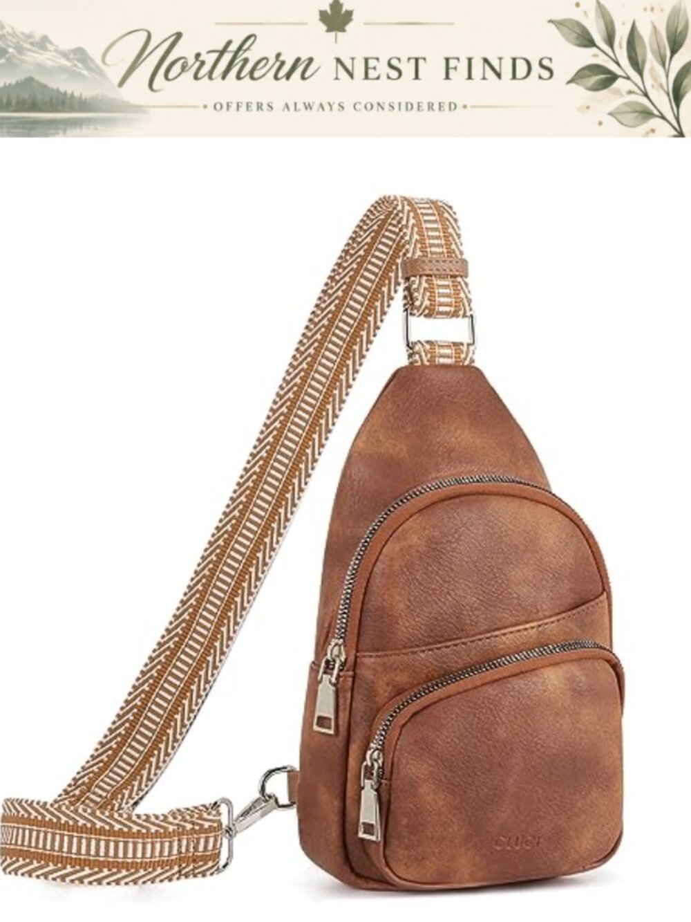 Vegan Leather Crossbody Sling Bag with Guitar Strap